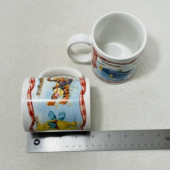 Houston Harvest Disney Winnie Pooh Friends Mug Set 2 Eeyore Tigger Winter Snow - Picture 9 of 10